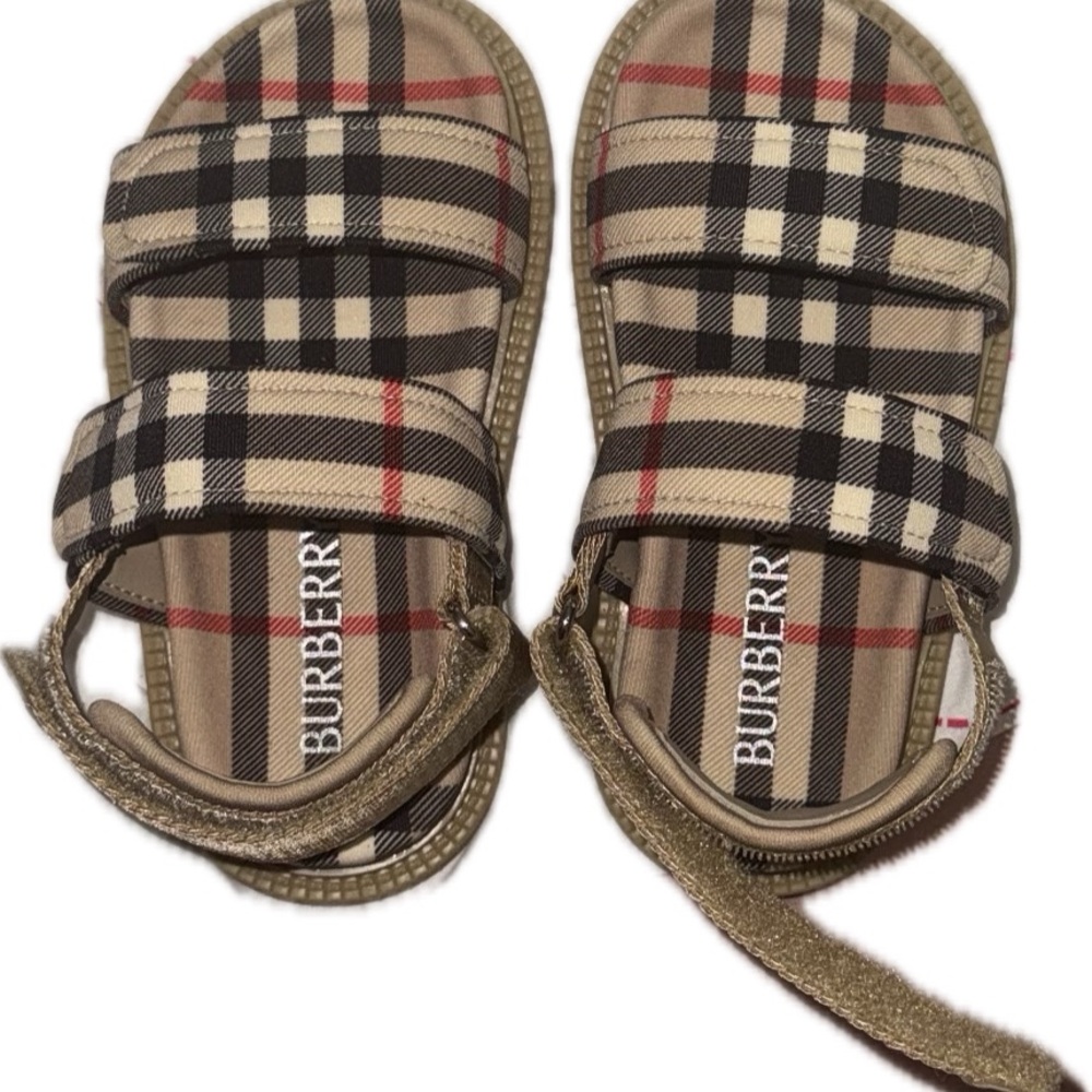 Burberry Kids Check Pattern Sandals - Beige, Black, and Red